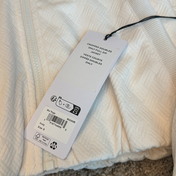 New alo with tags Cropped Doubles Only Full Zip Jacket ivory size small - Picture 6 of 6